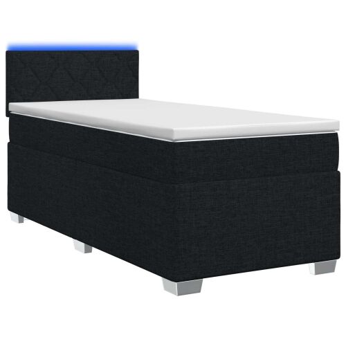 Krevet s box springom, madracem i LED-om Crna 90 x 190 cm - Crna 90 x 190 cm Dizajn s rombovima Cijena