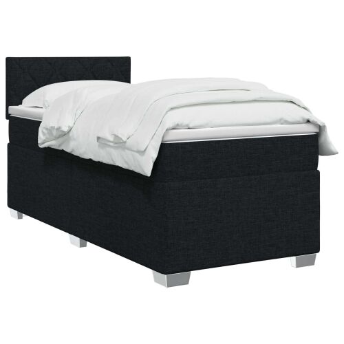 Krevet s box springom, madracem i LED-om Crna 90 x 200 cm - Crna 90 x 200 cm Dizajn s rombovima Cijena