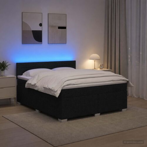 Krevet s box springom, madracem i LED-om Crna 180 x 200 cm - Crna 180 x 200 cm Dizajn linija Cijena