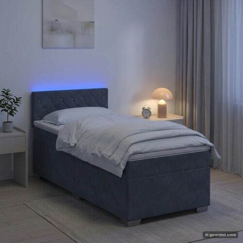 Krevet s box springom, madracem i LED-om Tamnosiva 90 x 200 cm - Tamnosiva 90 x 200 cm Kristal s dugmadima Cijena