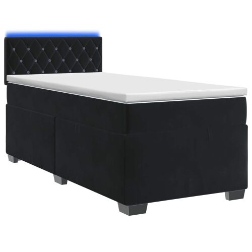 Krevet s box springom, madracem i LED-om Crna 100 x 200 cm - Crna 100 x 200 cm Kristal s dugmadima Cijena