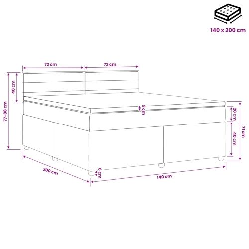 Boxspring krevet s madracem Svjetlosiva 140 x 200 cm Tkanina - Svjetlosiva 140 x 200 cm Dizajn linija Cijena