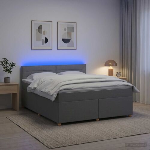 Boxspring krevet s madracem Svjetlosiva 140 x 200 cm Tkanina - Svjetlosiva 140 x 200 cm Dizajn linija Cijena
