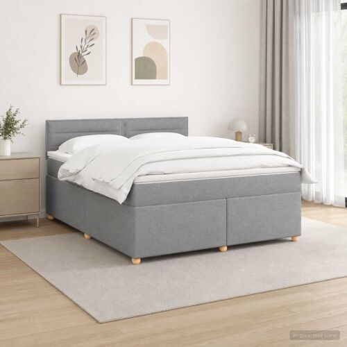 Boxspring krevet s madracem Svjetlosiva 140 x 200 cm Tkanina - Svjetlosiva 140 x 200 cm Dizajn linija Cijena