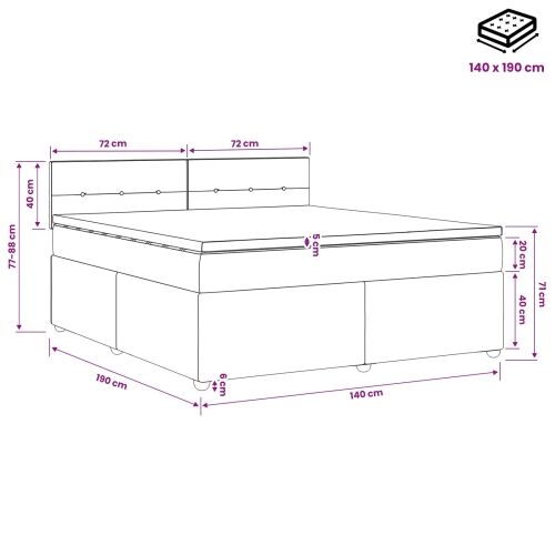Boxspring krevet s madracem Krem 140 x 190 cm Tkanina - Krem 140 x 190 cm Prošiveno gumbima Cijena