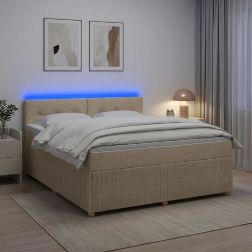 Boxspring krevet s madracem Krem 140 x 190 cm Tkanina - Krem 140 x 190 cm Prošiveno gumbima Cijena