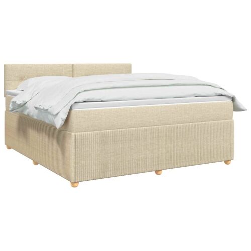 Boxspring krevet s madracem Krem 140 x 190 cm Tkanina - Krem 140 x 190 cm Prošiveno gumbima Cijena