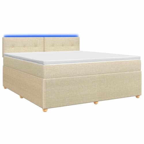 Boxspring krevet s madracem Krem 140 x 190 cm Tkanina - Krem 140 x 190 cm Prošiveno gumbima Cijena