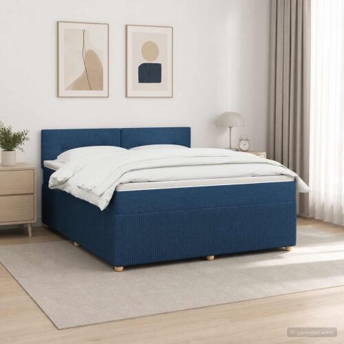 Boxspring krevet s madracem Plava 140 x 190 cm Tkanina - Plava 140 x 190 cm Prošiveno gumbima Cijena