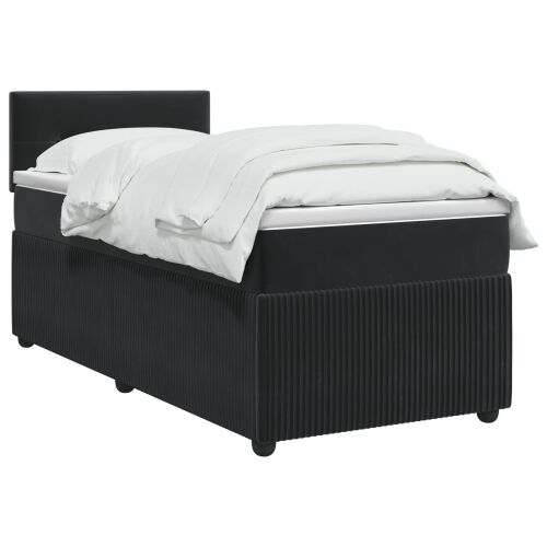 Boxspring krevet s madracem Crna 80 x 200 cm Baršun - Crna 80 x 200 cm Prošiveno gumbima Cijena