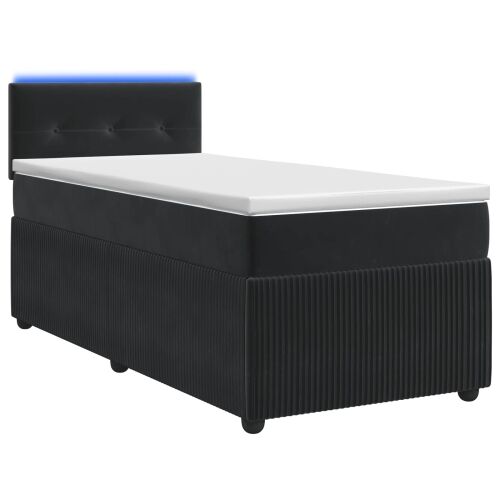 Boxspring krevet s madracem Crna 90 x 190 cm Baršun - Crna 90 x 190 cm Prošiveno gumbima Cijena