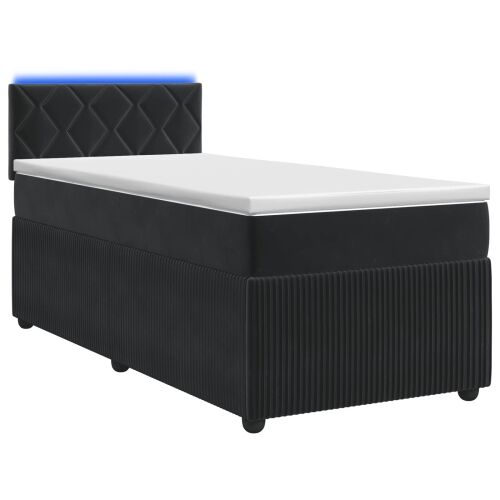 Boxspring krevet s madracem Crna 90 x 190 cm Baršun - Crna 90 x 190 cm Dizajn s rombovima Cijena