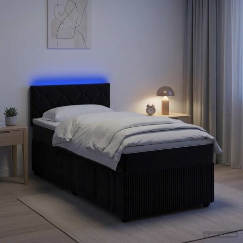 Boxspring krevet s madracem Crna 90 x 190 cm Baršun - Crna 90 x 190 cm Dizajn s rombovima Cijena