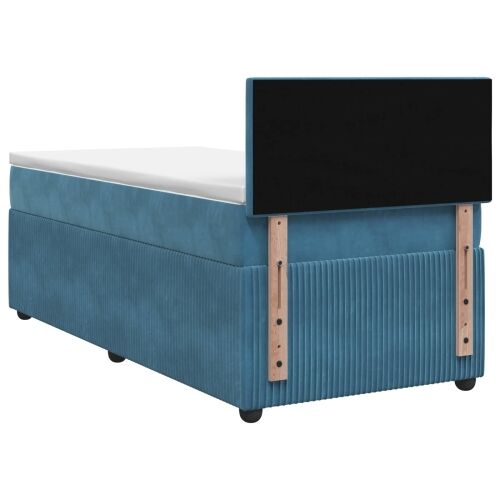Boxspring krevet s madracem Plava 90 x 200 cm Baršun - Plava 90 x 200 cm Kristal s dugmadima Cijena