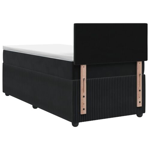 Boxspring krevet s madracem Crna 90 x 200 cm Baršun - Crna 90 x 200 cm Dizajn s rombovima Cijena