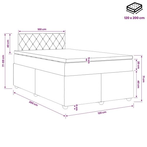 Boxspring krevet s madracem Plava 120 x 200 cm Baršun - Plava 120 x 200 cm Kristal s dugmadima Cijena