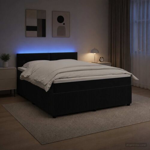 Boxspring krevet s madracem Crna 140 x 190 cm Baršun - Crna 140 x 190 cm Prošiveno gumbima Cijena