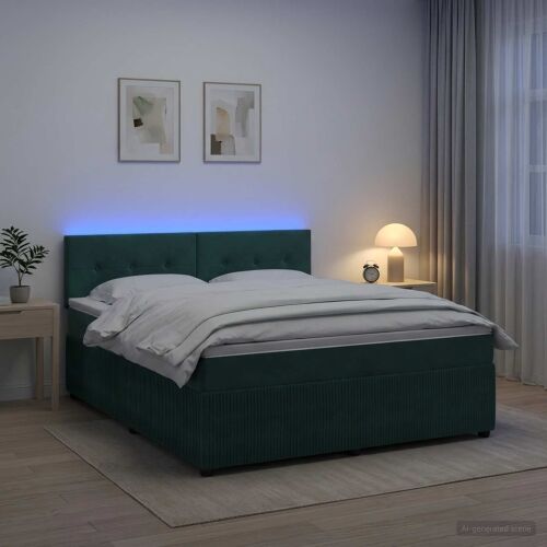 Boxspring krevet s madracem Tamnozelena 140 x 190 cm Baršun - Tamnozelena 140 x 190 cm Prošiveno gumbima Cijena
