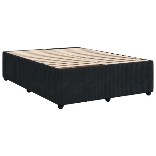 Boxspring krevet s madracem Crna 140 x 200 cm Baršun - Crna 140 x 200 cm Prošiveno gumbima Cijena
