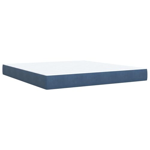 Boxspring krevet s madracem Plava 180 x 200 cm Baršun - Plava 180 x 200 cm Prošiveno gumbima Cijena