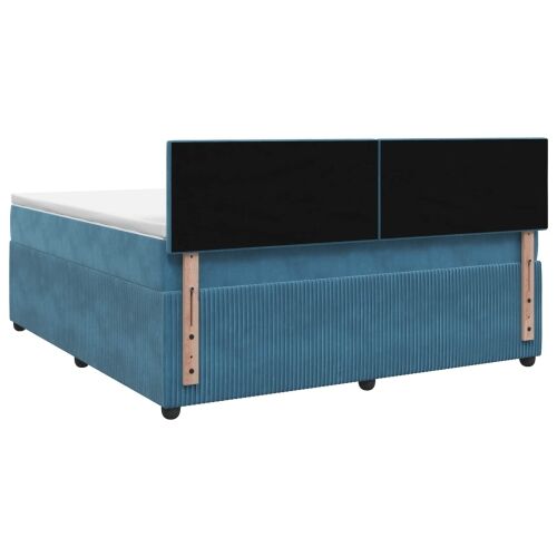 Boxspring krevet s madracem Plava 180 x 200 cm Baršun - Plava 180 x 200 cm Prošiveno gumbima Cijena