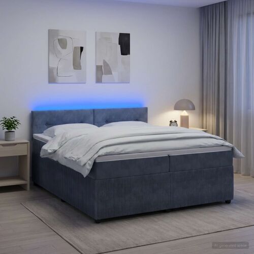 Boxspring krevet s madracem Tamnosiva 200 x 200 cm Baršun - Tamnosiva 200 x 200 cm Prošiveno gumbima Cijena
