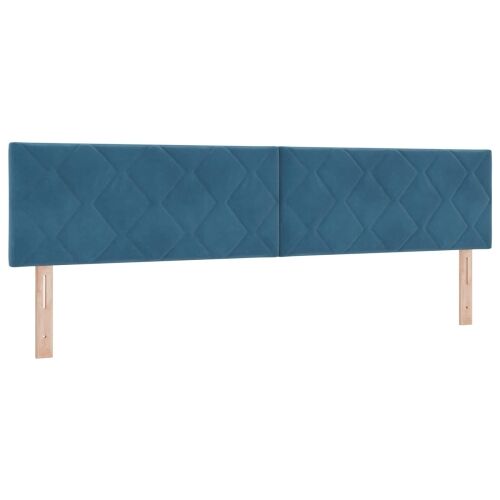 Boxspring krevet s madracem Plava 200 x 200 cm Baršun - Plava 200 x 200 cm Dizajn s rombovima Cijena