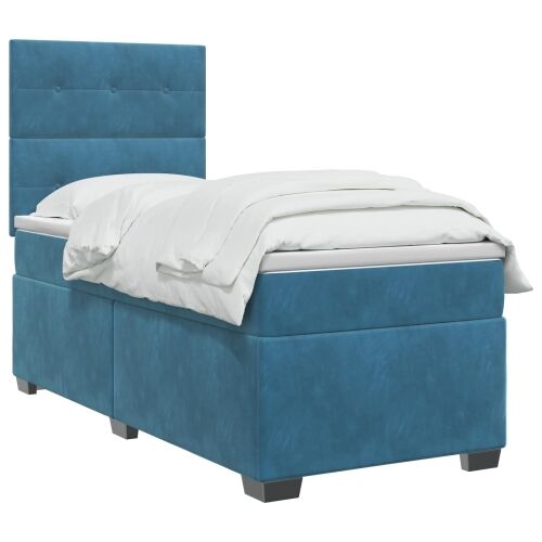 Boxspring krevet s madracem Plava 80 x 200 cm Baršun - Plava 80 x 200 cm Prošiveno gumbima Cijena