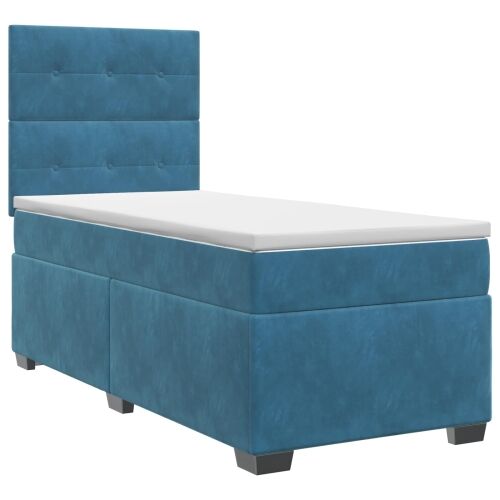 Boxspring krevet s madracem Plava 80 x 200 cm Baršun - Plava 80 x 200 cm Prošiveno gumbima Cijena