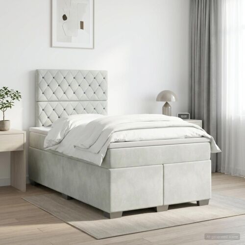 Boxspring krevet s madracem Svjetlosiva 120 x 190 cm Baršun - Svjetlosiva 120 x 190 cm Kristal s dugmadima Cijena