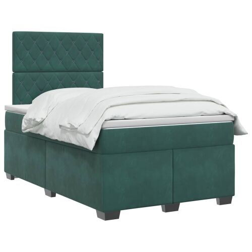 Boxspring krevet s madracem Tamnozelena 120 x 200 cm Baršun - Tamnozelena 120 x 200 cm Kristal s dugmadima Cijena
