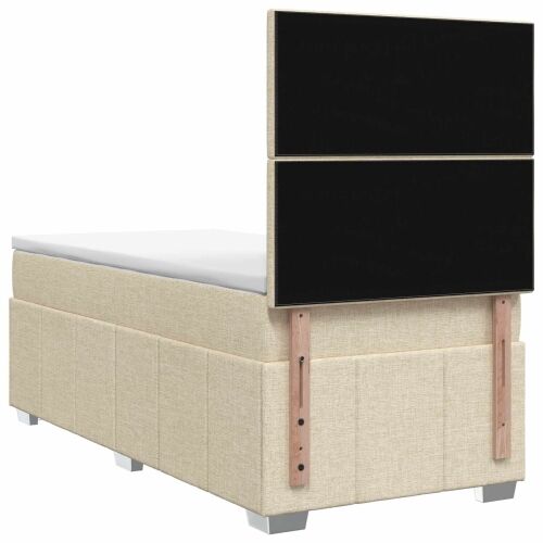 Boxspring krevet s madracem Krem 90 x 200 cm Tkanina - Krem 90 x 200 cm Prošiveno gumbima Cijena