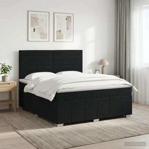 Boxspring krevet s madracem Crna 180 x 200 cm Tkanina - Crna 180 x 200 cm Dizajn linija Cijena
