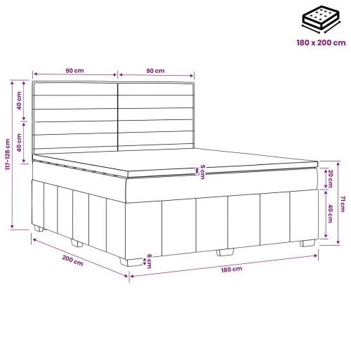 Boxspring krevet s madracem Crna 180 x 200 cm Tkanina - Crna 180 x 200 cm Dizajn linija Cijena