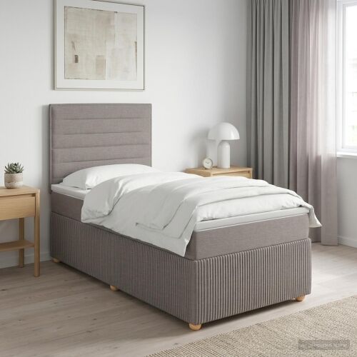Boxspring krevet s madracem Sivosmeđa 90 x 190 cm Tkanina - Sivosmeđa 90 x 190 cm Prošiveno gumbima Cijena