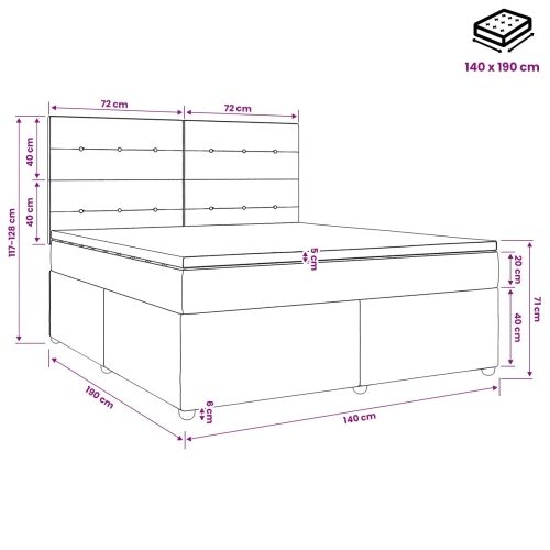 Boxspring krevet s madracem Plava 140 x 190 cm Tkanina - Plava 140 x 190 cm Prošiveno gumbima Cijena