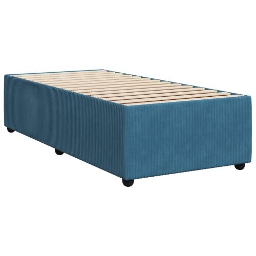 Boxspring krevet s madracem Plava 90 x 190 cm Baršun - Plava 90 x 190 cm Prošiveno gumbima Cijena