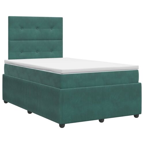 Boxspring krevet s madracem Tamnozelena 120 x 190 cm Baršun - Tamnozelena 120 x 190 cm Prošiveno gumbima Cijena