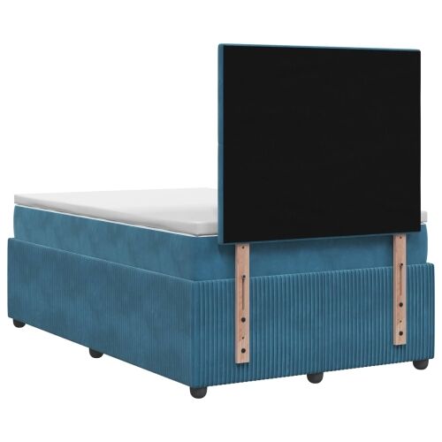 Boxspring krevet s madracem Plava 120 x 200 cm Baršun - Plava 120 x 200 cm Prošiveno gumbima Cijena