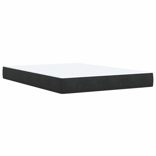 Boxspring krevet s madracem Crna 140 x 200 cm Baršun - Crna 140 x 200 cm Prošiveno gumbima Cijena