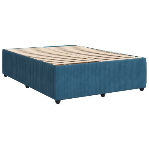 Boxspring krevet s madracem Plava 140 x 200 cm Baršun - Plava 140 x 200 cm Prošiveno gumbima Cijena