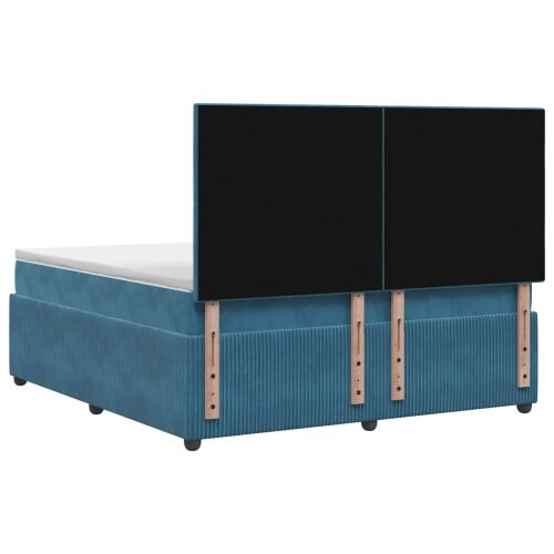 Boxspring krevet s madracem Plava 160 x 200 cm Baršun - Plava 160 x 200 cm Prošiveno gumbima Cijena