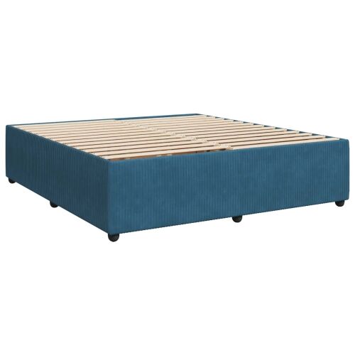 Boxspring krevet s madracem Plava 200 x 200 cm Baršun - Plava 200 x 200 cm Prošiveno gumbima Cijena
