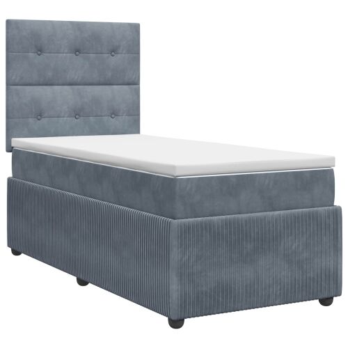 Boxspring krevet s madracem Tamnosiva Jjedan Baršun - Tamnosiva jedna veličina Prošiveno gumbima Cijena