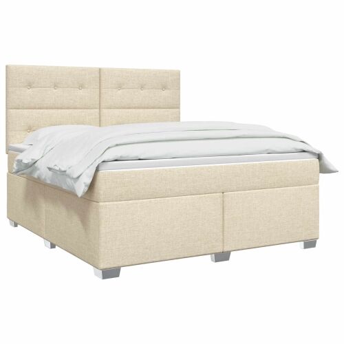 Boxspring krevet s madracem Krem 140 x 190 cm Tkanina - Krem 140 x 190 cm Prošiveno gumbima Cijena