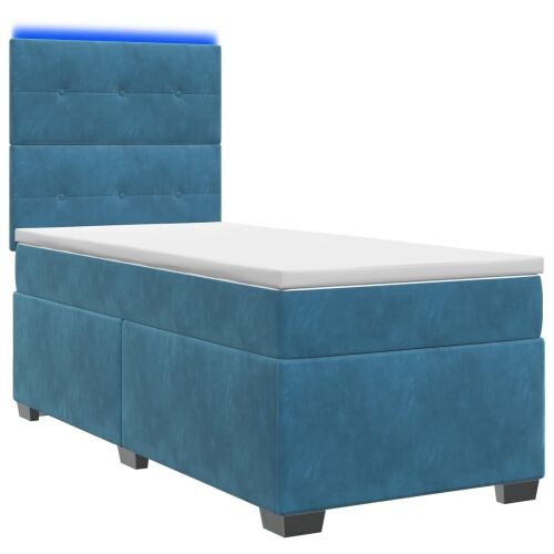 Boxspring krevet s madracem Plava 80 x 200 cm Baršun - Plava 80 x 200 cm Prošiveno gumbima Cijena