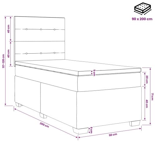 Boxspring krevet s madracem Plava 90 x 200 cm Baršun - Plava 90 x 200 cm Prošiveno gumbima Cijena
