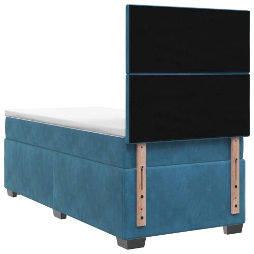 Boxspring krevet s madracem Plava 90 x 200 cm Baršun - Plava 90 x 200 cm Prošiveno gumbima Cijena