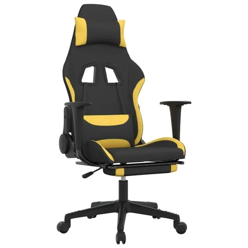 Masažna Gaming stolica od tkanine s osloncem za noge crno-žuta - Svjetložuta Sa naslonom za noge Cijena