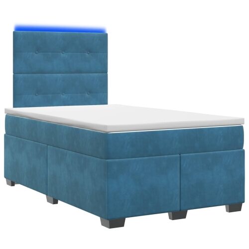 Boxspring krevet s madracem Plava 120 x 190 cm Baršun - Plava 120 x 190 cm Prošiveno gumbima Cijena
